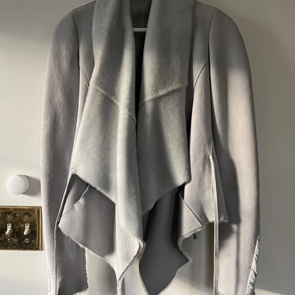 Grey Drape Shearling lambskin jacket